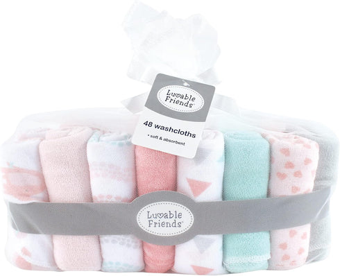 Luvable Friends Baby Washcloths - Cotton Rich, Elephant Design, One Size