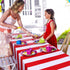 Elcoho 4 Pack Plastic Red and White Stripes Tablecloths - 54 x 107 Inch for Carnival Circus Movie Night
