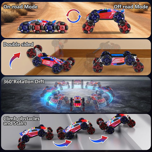 8WD Car,2.4GHz 7 OSIMILY Remote Control Gesture Sensing RC Stunt Car,Cool Spray Rotation RC Car with Lights