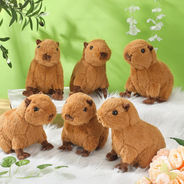 6 Pcs Capybara Stuffed Animal 7.48 Inches Plushie, Cute Soft Capybara Plush Toys for Animal Themed Parties