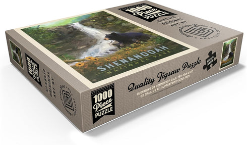 MyPuzzle Shenandoah National Park: Bear Family Vintage Poster - Premium 1000 Piece Jigsaw Puzzle for Adults
