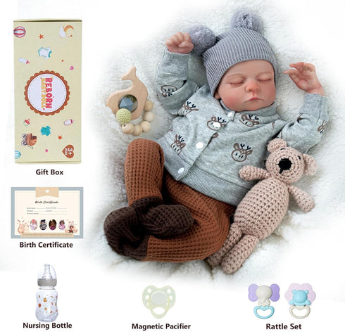17-Inch 3+ ADFO Lifelike Reborn Baby Dolls Silicone Full Body Boy - Soft Body Realistic-Newborn Full Body Vinyl Real