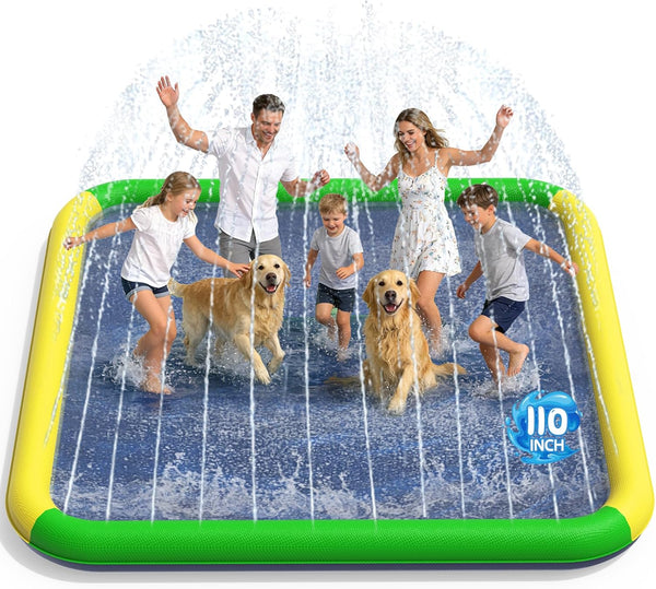 Splash Pad for Kids & Dogs, EPN 155"-110" Extra Large Non-Slip Sprinkler