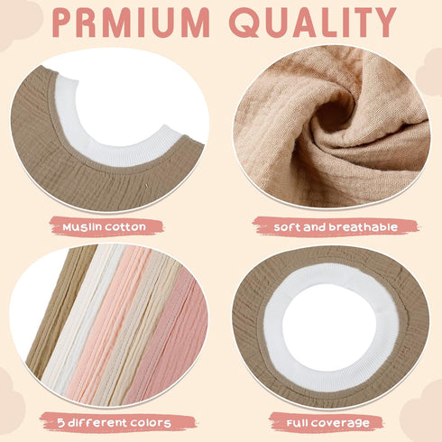5 Newwiee Pcs Large Muslin Pullover Baby Bibs Full Coverage Toddler Slip on Absorbent Bib Waterproof Toddler Towel Bibs