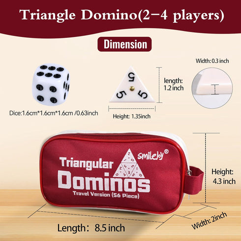 7 56 (2-4 Smilejoy Triangle Domino,Triangular Domino Tiles with Brass Spinners Tabletop Game for Kids Ages and Up