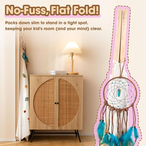 BUDDGO Teepee Tent for Kids with Colorful Flag, Kids Play Tent Indoor with Thicked Mat & Dream Catcher, Toddler Tent