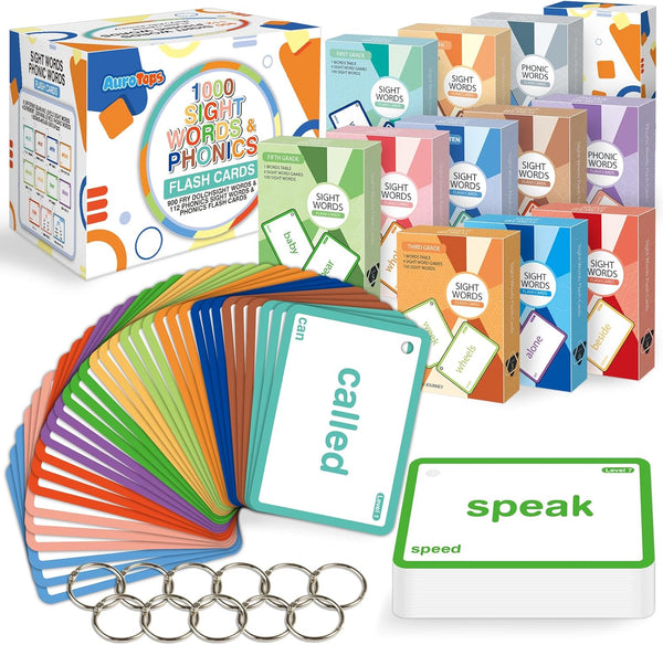 1012 Sight Words/Phonics Flash Cards, Dolch & Fry High Frequency Site Words,