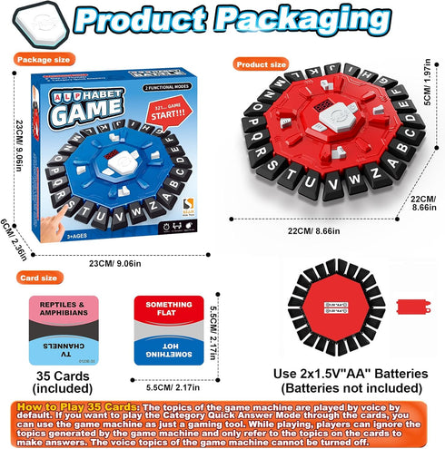 2 Modes,220 24 Game,35 Word Game Family Board Games for Kids & Adults with Topic Categories Letters Pressing Games,Fun