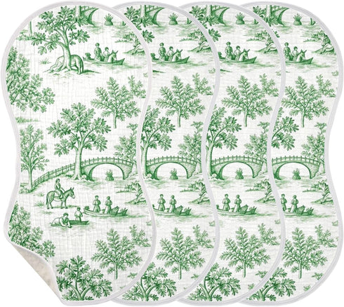 decor gift Countryside 4 Pack 22x11in Cotton Large Burp Cloths for Baby Breathable Euoproean Green Baby Feeding Cloth