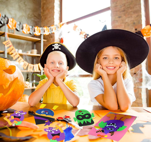 4E's Novelty Halloween Crafts for Kids, 12 Pack Silly Monsters Foam Magnet Fall Crafts, Halloween Party Activities for