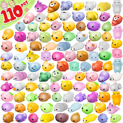 Dioju 110 Pcs Mochi Squishy Toy, Mini Kawaii Squishies Bulk Sensory Fidget