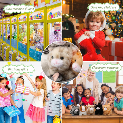 Lenwen 10 Pcs Cat Stuffed Animals Bulk, Soft Cuddly Kitten Plush Sets, Assorted Fluffy Stuffed Cats for Kids Birthday