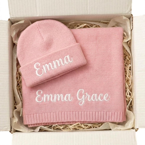 Kryvoxc Personalized Baby Blanket Set with Name, 95% Cotton Customized Swaddle Blanket and