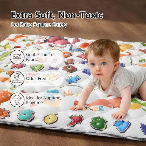 MORAIS 50x50 Inch 800g Baby Play Mat for Floor - with Filling Thickened Crawling Mat for Playpen, Cushioned Playpen Mat