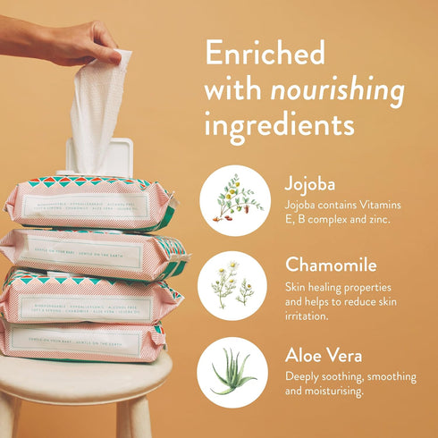 3 Packs 80 (240 JOONYA Unscented Baby Wipes Plant-Based, Fragrance-Free Bulk Diaper Wipes | Hypoallergenic, Non-Toxic
