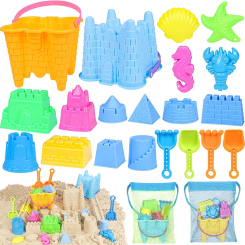 Beach Toys for Toddlers, Sand Castle Toys with Buckets, Shovels & Molds for Kids Ages 3-10