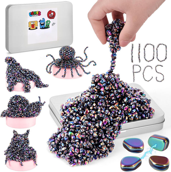 LovesTown 1100PCS Ferrite Putty Stones, Fidget Magnetic Beads Desk Toys for Men