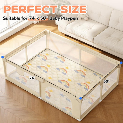74" 50" Tummy x Playpen Mat - Thicken & Soft Baby Play Mats for Floor - Foam Playmats for Babies and Toddlers