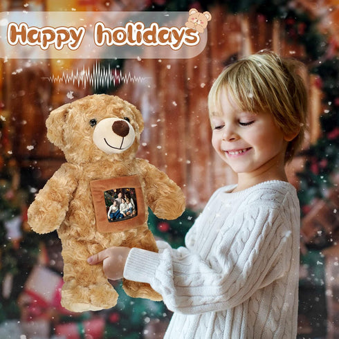 Recordable Bear with Voice - 12 Inch Brown Stuffed Animal for Baby Shower & Birthday Gifts with Picture Messages