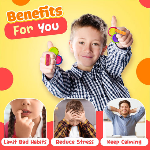 9 Pack LESONG Fidget Sensory Toys for Kids: Quiet Textured Finger Spinner Toys - Sensory Texture Stress Toys for Kids
