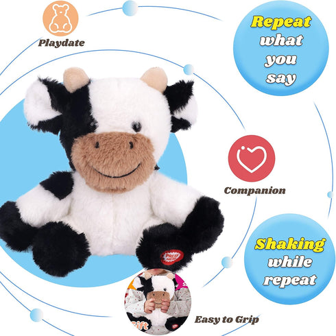 Hopearl Talking Cow - Electric Interactive Animated Toy that Repeats What You Say, Shaking Head Plush Buddy