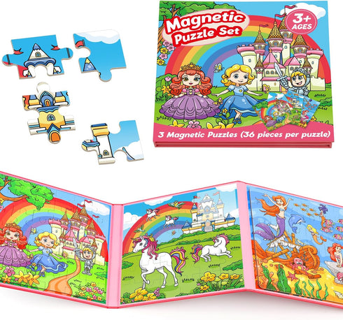 36 Pieces Magnetic Puzzles for Toddlers 3-5, Airplane Car Road Trip Activities for Kids 3-6 Years