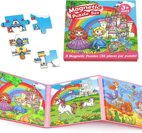 36 Pieces Magnetic Puzzles for Toddlers 3-5, Airplane Car Road Trip Activities for Kids 3-6 Years