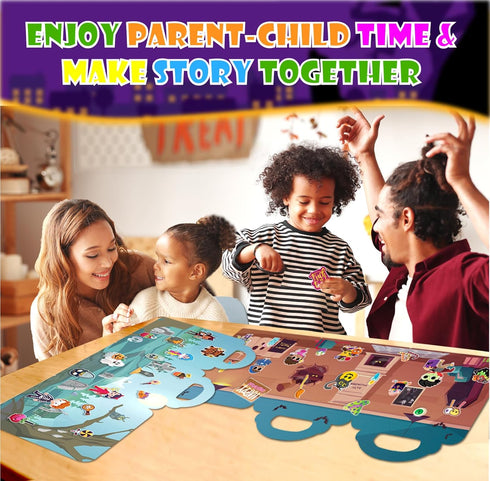 4 Sets of Halloween Reusable Sticker Books for Kids 2-4, Activities for Toddlers 1-3, Removable Jelly Stickers