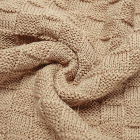 LAWKUL Baby Blankets Knit Cable Babe Blanket, Soft Airy Newborn Infant Receiving Swaddling, Beige Neutral, 40"x30"