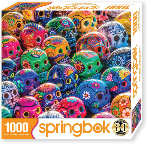 Springbok's Sugar Skulls 1000 Piece Jigsaw Puzzle - Colorful Display of Painted Skulls, Mexican Folk Art