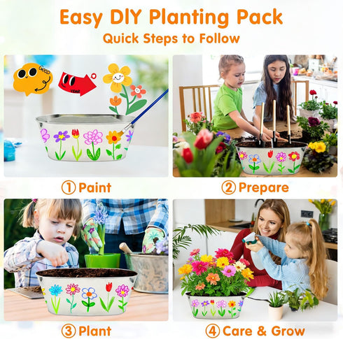 IELEK 4 5 6 7 8 9 10 11 12 Paint & Plant Kids Gardening Kit Arts and Crafts Toys - Toddler Gardening Kits Birthday