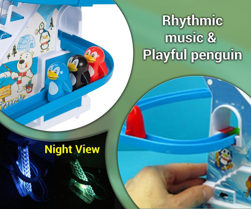 ARSUK Penguin Race Game Toy - Musical Roller Coaster Track Playset with LED Lights for Toddlers and Kids