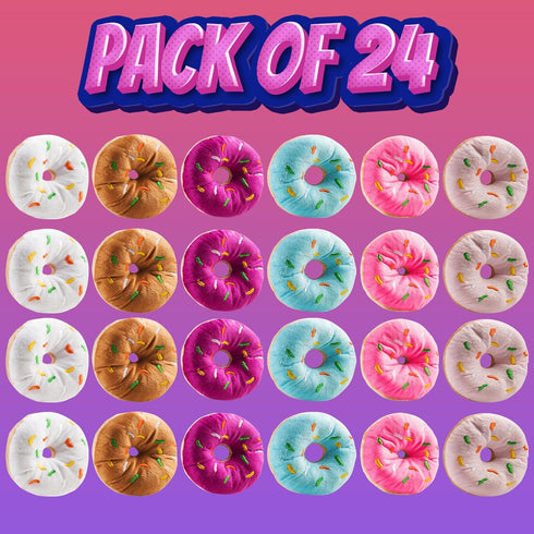 (Pack 24) 1 Dozen Bedwina Plush Donuts with Sprinkles - of Stuffed Donut Toy Party Favors, Donut Party Supplies