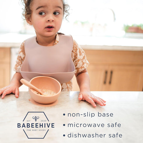 Babeehive Goods Bowls - Stress-Free Mealtime, Food-Grade Silicone, Sturdy Suction Bowl and Soft Spoon, BPA-Free