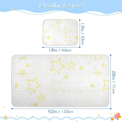 SyXIOP 28" 52" Yellow White Stars Cooling Baby Crib Mattress Sheets x Washable Bed Pads Disposable for Baby&Toddler