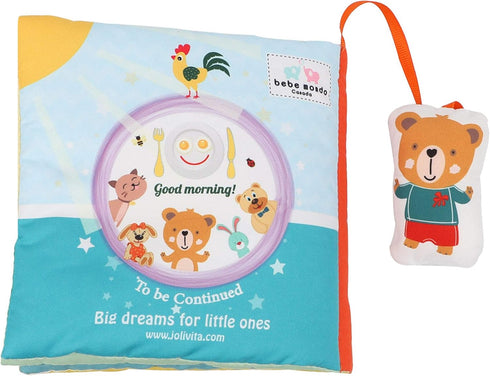 Teddy Bear Cloth Crinkle Books for Babies, Soft Tummy Time Mirror Toy, Gifts for Boys Girls Baby Shower, 0-3 Years