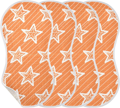 tplaotee 22x11in Orange Stars Cotton Large Burp Cloths for Baby Good Absorbent? Baby wash Cloth for Gender Neutral