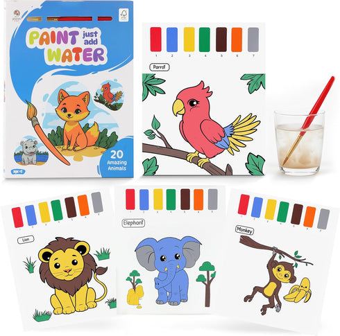Planet First 20 2 38 Paint Just Add Water Books for Kids Animals Watercolor Painting Book with Brush, Includes Activity