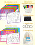 36pcs 3 4 5 Coogam Handwriting Drawing Practice Cards, Alphabet Number Painting Coloring with Pens, Double Sided Write