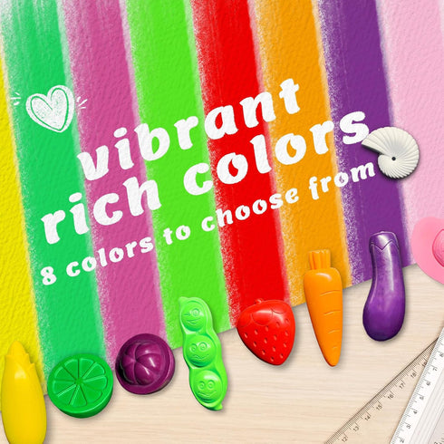 R&DLanci 8 Count, Toddler Crayons Non Toxic Washable Crayons for Toddlers, Unbreakable Easy-Grip Vegetable & Fruit