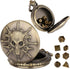 Mini DND Dice Set, 7pcs Polyhedral Metal D&D Dice with Steampunk Warlock Pocket Watch Shell Case, Bronze Gifts