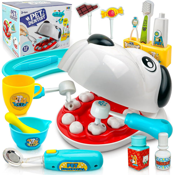SMILESSKIDDO Dentist Kit for Kids - 26 Pcs Doctor Play Set with