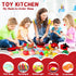 FunMission 134 Playset Pcs Toy Kitchen Accessories, Toddler Pretend Cooking Toys with BBQ Grill, Pressure Cooker