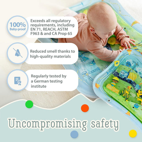 Tummy Tummy Time Water Mat for Babies XXL Sensory Baby Water Play Mat Award-Winning Infant Activity Mat for Motor