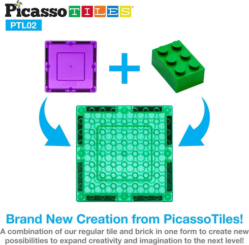 PicassoTiles Magnetic Brick Tiles STEM Building Block Set, Creative Magnetic Tiles Construction Toy Educational