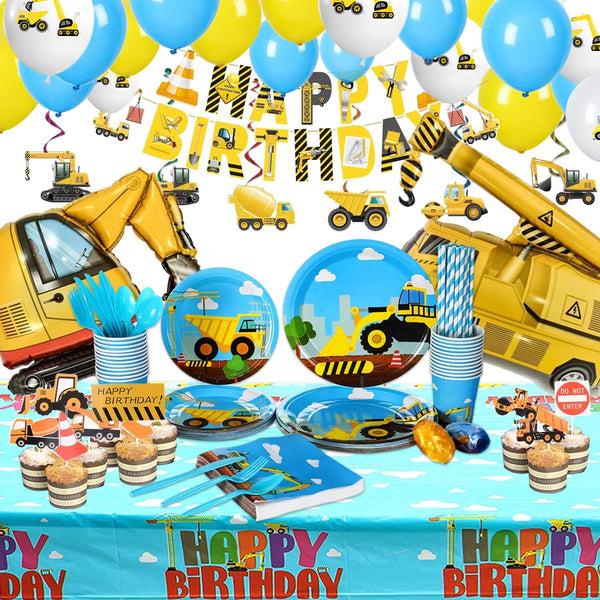 vinfo Construction Birthday Party Supplies Set For Boys - 24 Guests Dump Truck