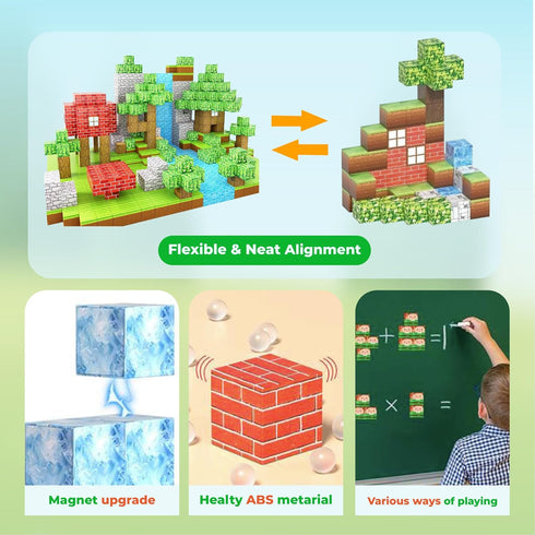 FEBABU 154PCS Set, 3-8, 3+ Magnetic Blocks - Build Animal Forest Magnetic Tiles Building for Boys & Girls Age STEM