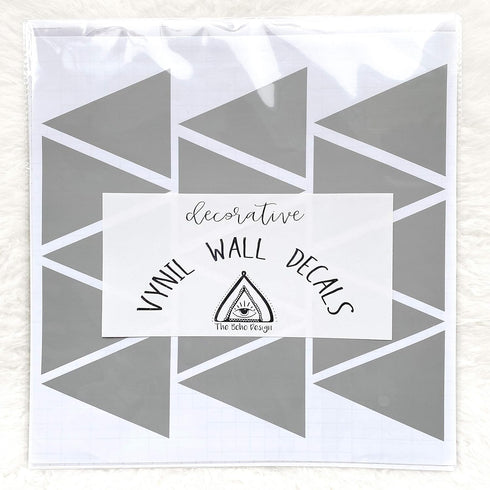 Tribal Triangles Wall Decals, Peel and Stick Vinyl Stickers for Kids, Baby Bedroom Nursery Decor (Grey)