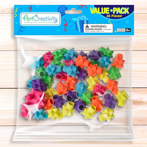 ArtCreativity Star Pencil Top Erasers for Kids - 48 Pcs Colorful Eraser Caps for Classroom Prizes, Teacher Rewards,