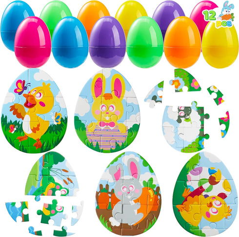 JOYIN 12 Pcs Easter Eggs Jigsaw Puzzle for Egg Hunt Game, School